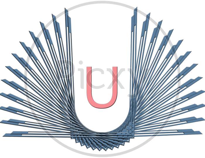 U Font Designed In A Bird Wing Shaped.
