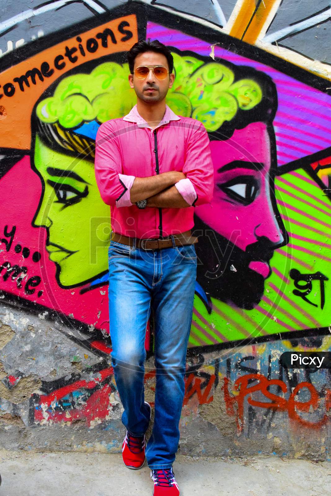 New Delhi India – March 3 2020 : Man Portrait, Smart Casual Man, Confident Handsome Man Inside Hauz Khas Village Delhi India, Male Indian Model Outdoor Shoot