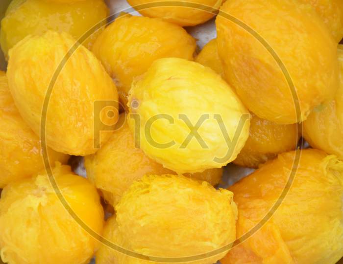 Bunch The Red Yellow Peels Mango Isolated In White Background