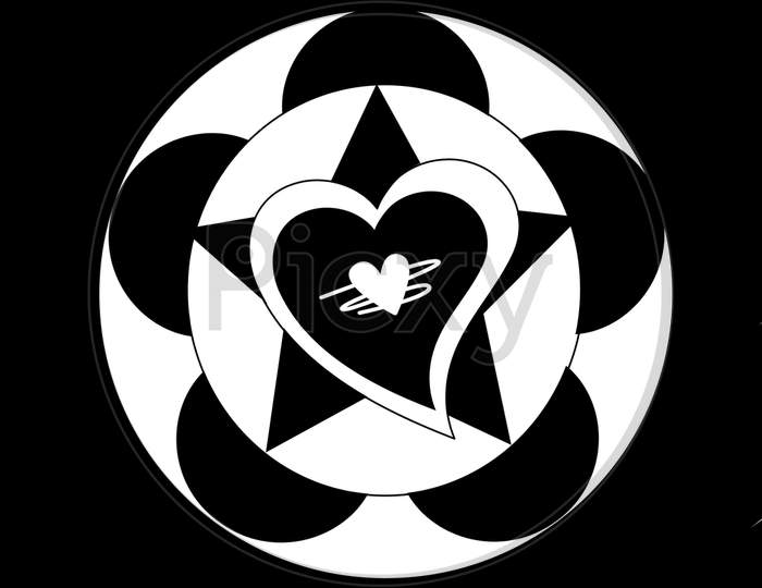 Heart shape image in black background