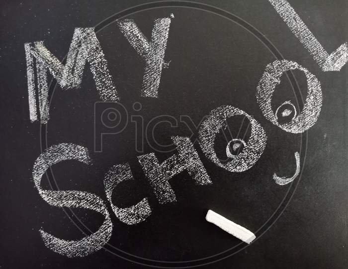 Chalkboard Educational Words Background Art.