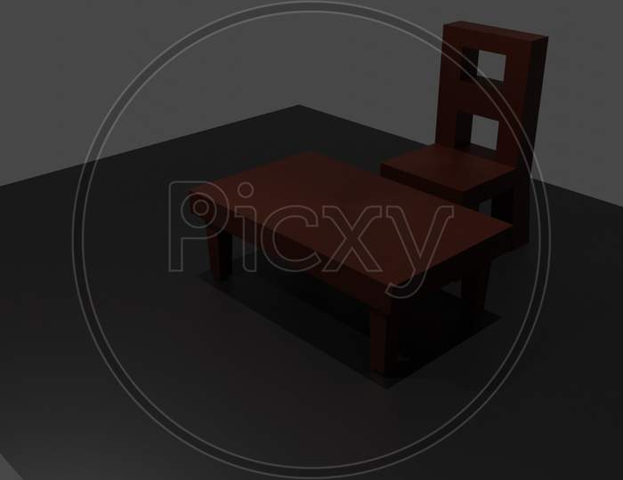 table and chair texture 3D illustration