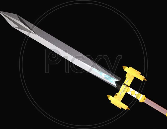 textured sword of 3D illustration