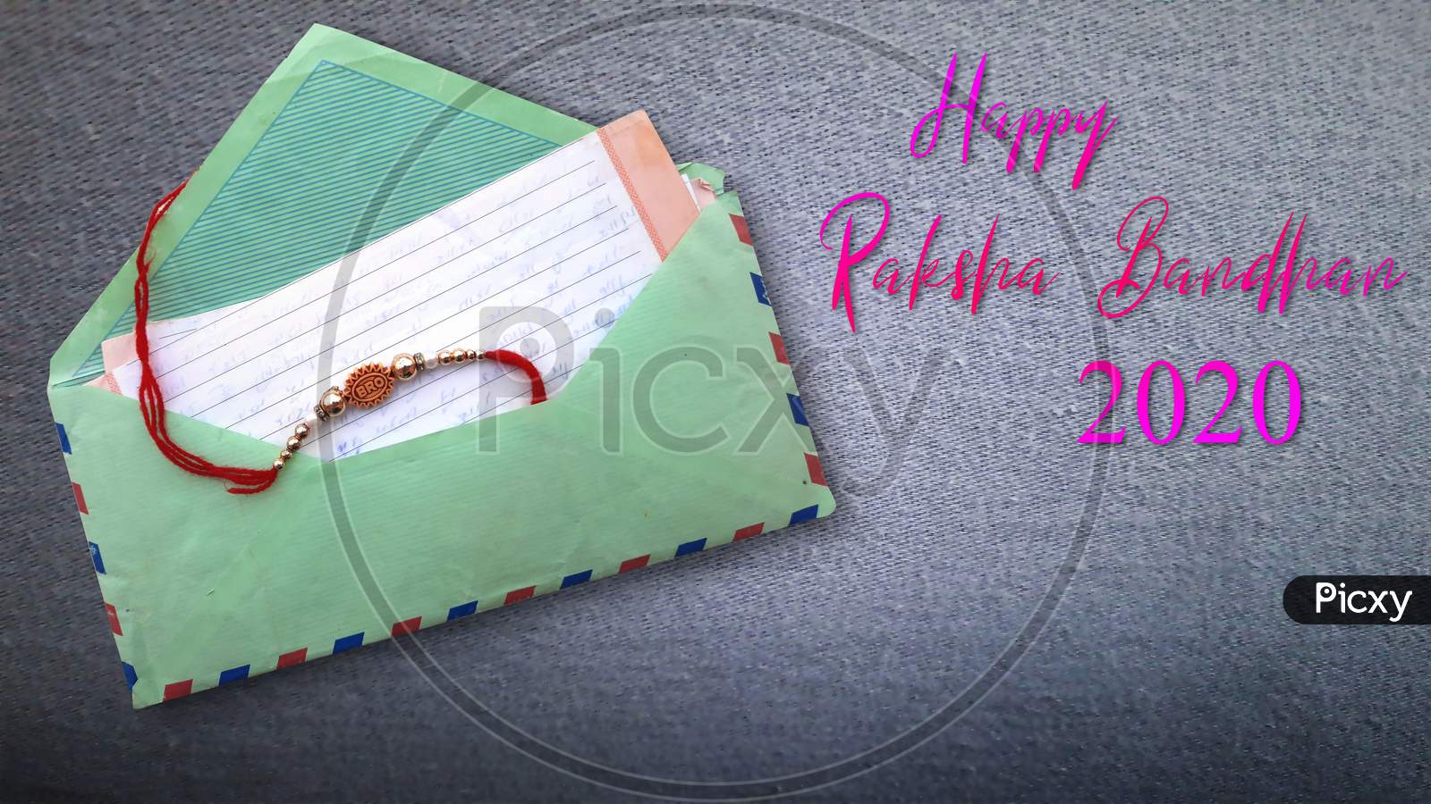 Rakhee Or Holy Thread With Message In Envelope On Raksha Bandhan