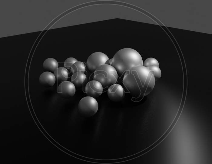 metal ball photo 3D illustration