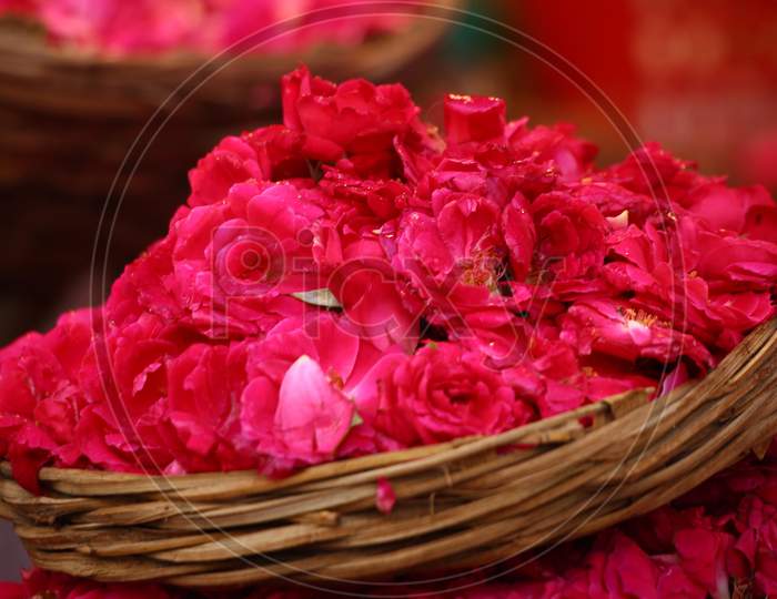 Flower Petals On Sale, On The Occasion Of Eid Al-adha, The Feast Of Sacrifice Outside The Shrine Of Sufi Saint Khwaja Moinuddin Chishti In Ajmer, On August 1, 2020.