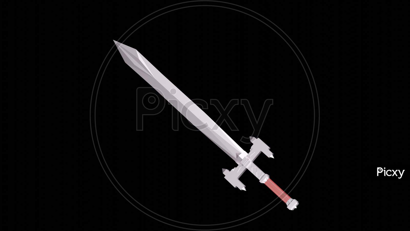 sword with black background 3D illustration