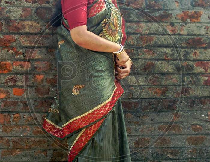 Portrait Of An Indian Housewife In The Casual Clothing