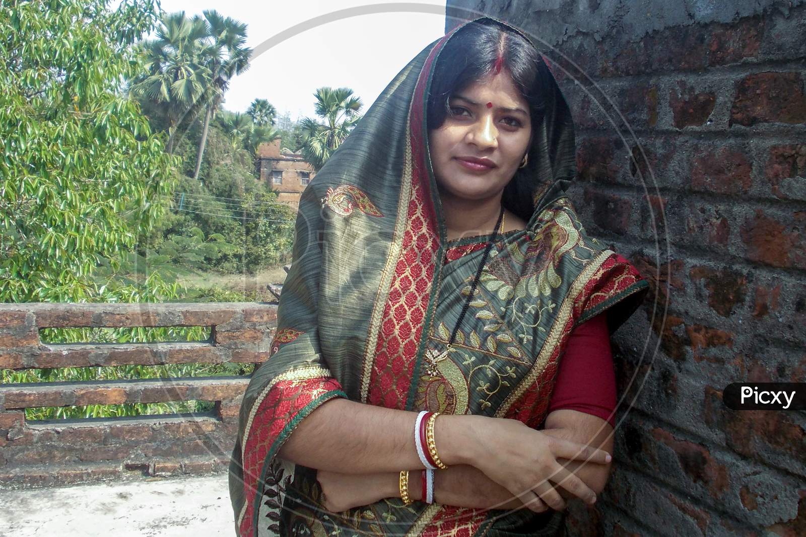 Portrait Of An Indian Housewife In The Casual Clothing