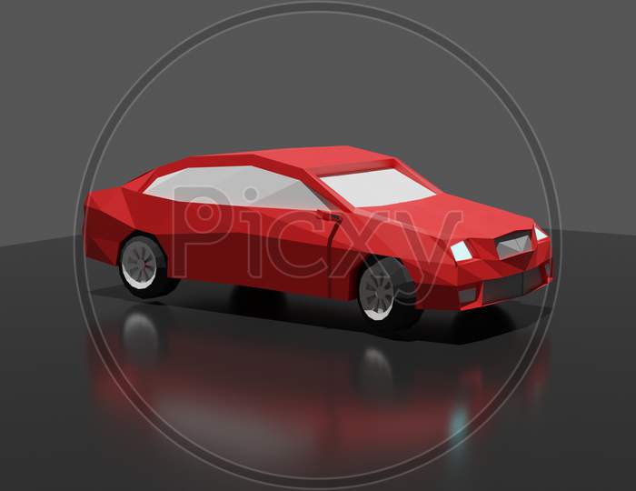 Low poly car 3D illustration
