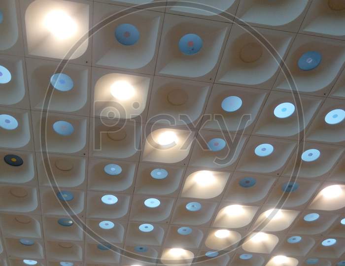 Square Hole Deck Ceiling Or True Ceiling View Design Of International Airport India