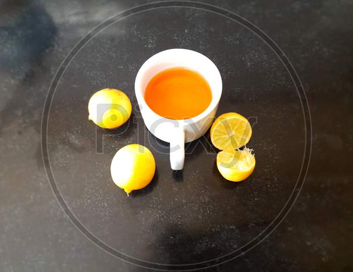 Cup of tea and lemon.