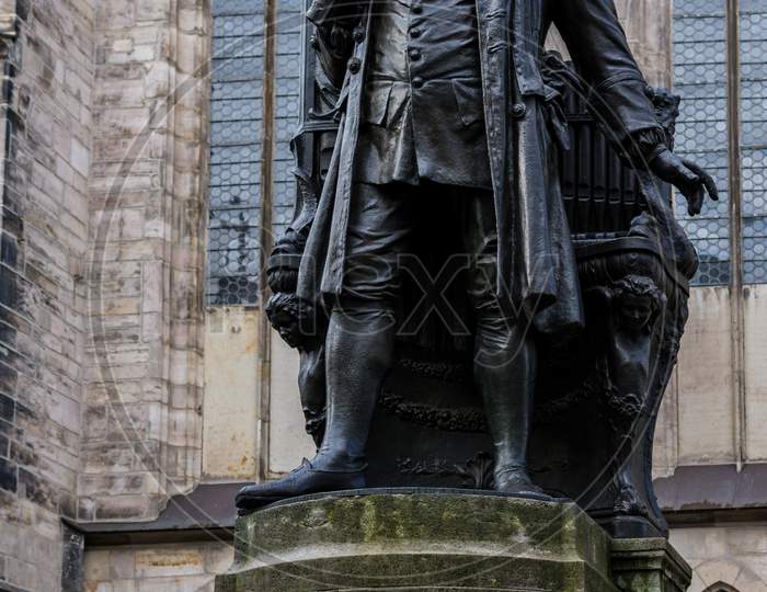 New Bach Monument, Statue Of Johann Sebastian Bach In Leipzig, Germany