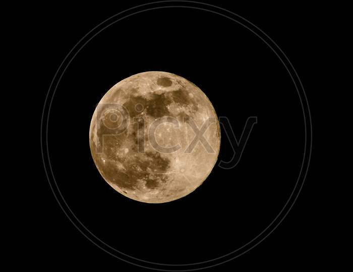 Close up of full moon at night in Chhattisgarh.