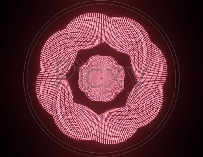 Illustration Graphic Of Abstract Beautiful Pink Flower Texture And Pattern Energy Force Fields Tunnel In Outer Space. Vortex Energy Flows. A Glowing Tunnel With Energy (Loop).