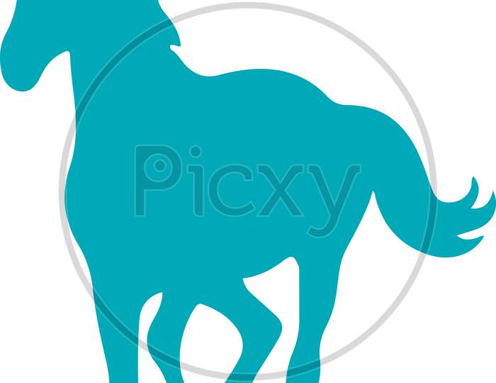Sketch Of Single Horse Running Blue Color Silhouette Vector Editable Illustration