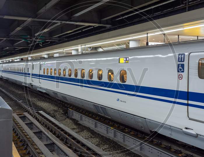 N700 Series Shinkansen High-Speed Bullet Train At Tokyo Station In Tokyo, Japan