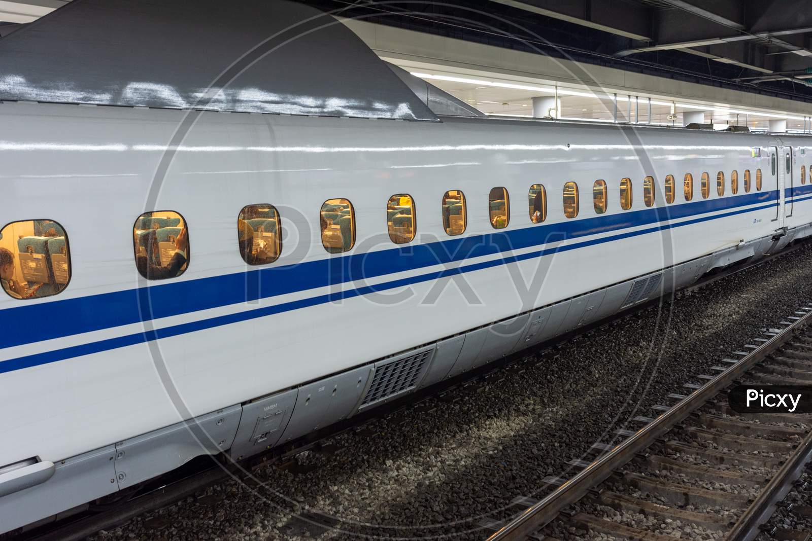 N700 Series Shinkansen High-Speed Bullet Train At Tokyo Station In Tokyo, Japan