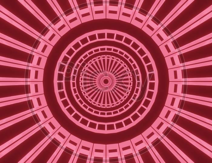 Illustration Graphic Of Abstract Lining And Circular Pattern Energy Tunnel In Space. Seamless Loop Flying Into Spaceship Tunnel, Sci-Fi Spaceship. A Glowing Tunnel Bursts With Energy (Loop).