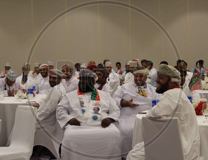 Omani Citizens Or Employees Are Sitting In Circular Table And Celebrating National Day Of Oman In Fraser Suites Hotel