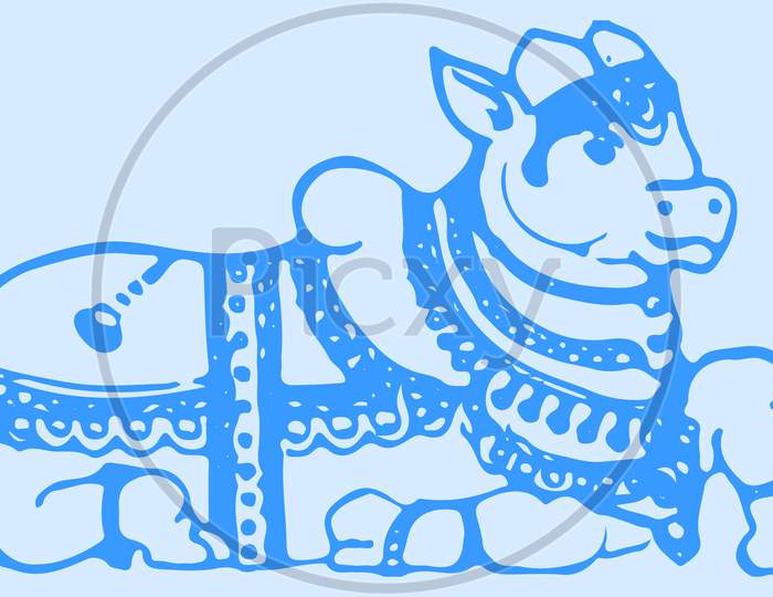 Sketch Of Lord Basava Or Nandi Outline Editable Vector Illustration. Vehicle Of Lord Shiva