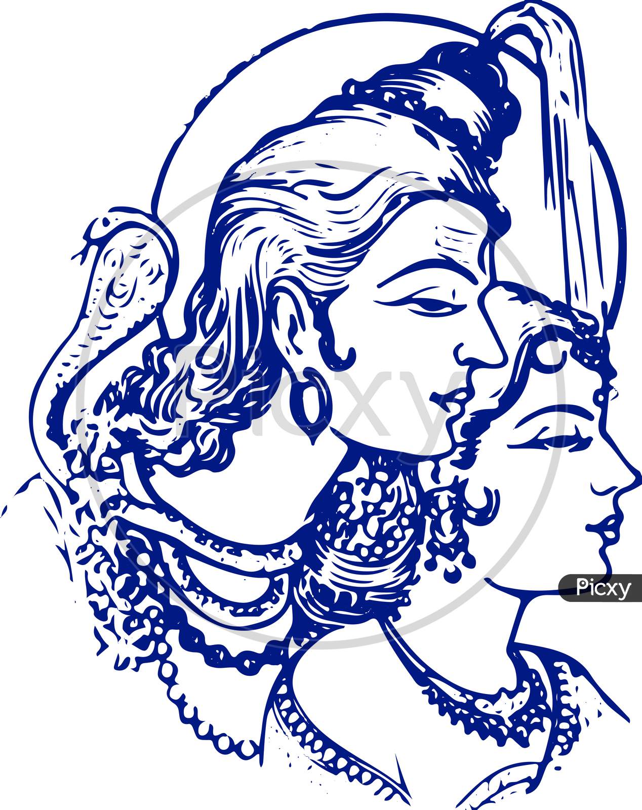 Drawing or sketch of lord shiva and parvati editable outline  wall  stickers spirituality indian india  myloviewcom
