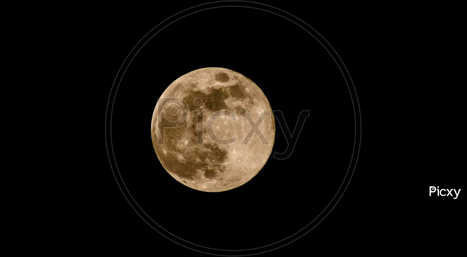 Close up of full moon at night in Chhattisgarh.