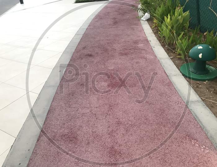 One Meter Wide Rubber Flooring For Walking Jogging And Running At An Outdoor Park Physical Activity