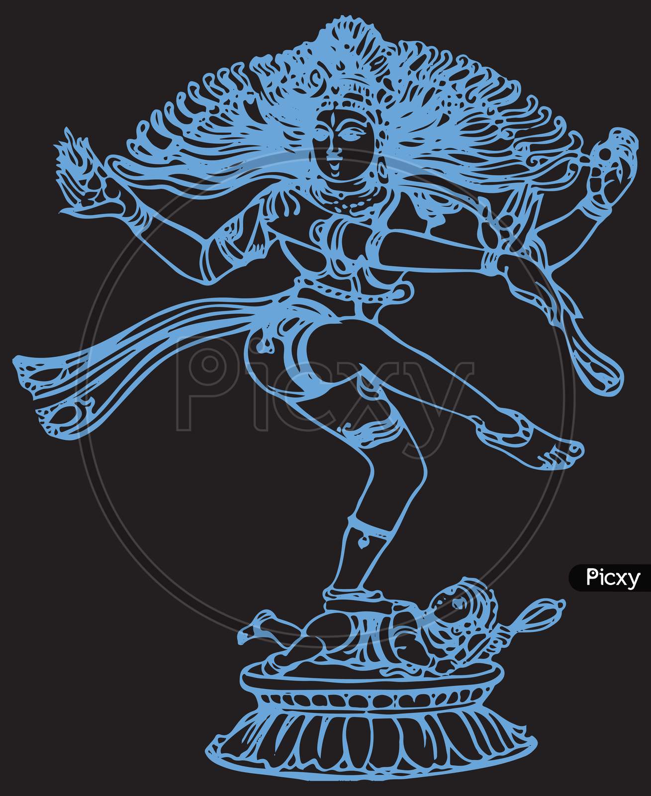 Vector Design Of Vintage Statue Of Indian Lord Shiva Nataraja Sculpture. It Is A Depiction Of The Hindu God Shiva As The Divine Dancer.