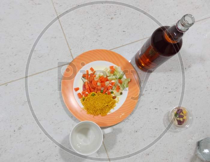 Birthday Celebration Of Liquor With Sufficient Snacks In The Weekend With Friends Room Or House At Middle East