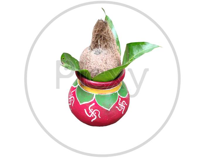 Indian traditional pot used for Indian traditional festival on white background