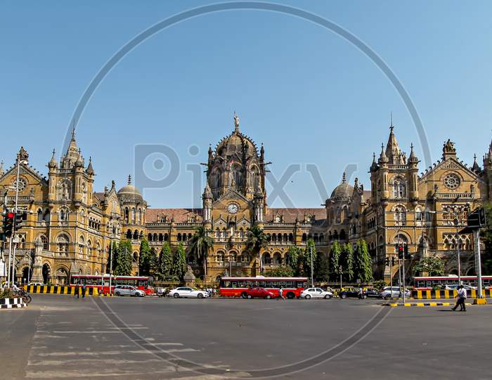 Mumbai, Maharashtra, India - February 01, 2018 : Heritage Building Of Victoria Terminus Railway Station - Csmt Now Csmt.