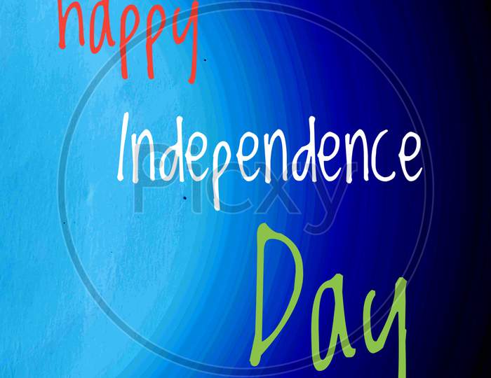 Happy indapandence greetings design template, blue gradient background, 15th August celebrate Independence Day  in India