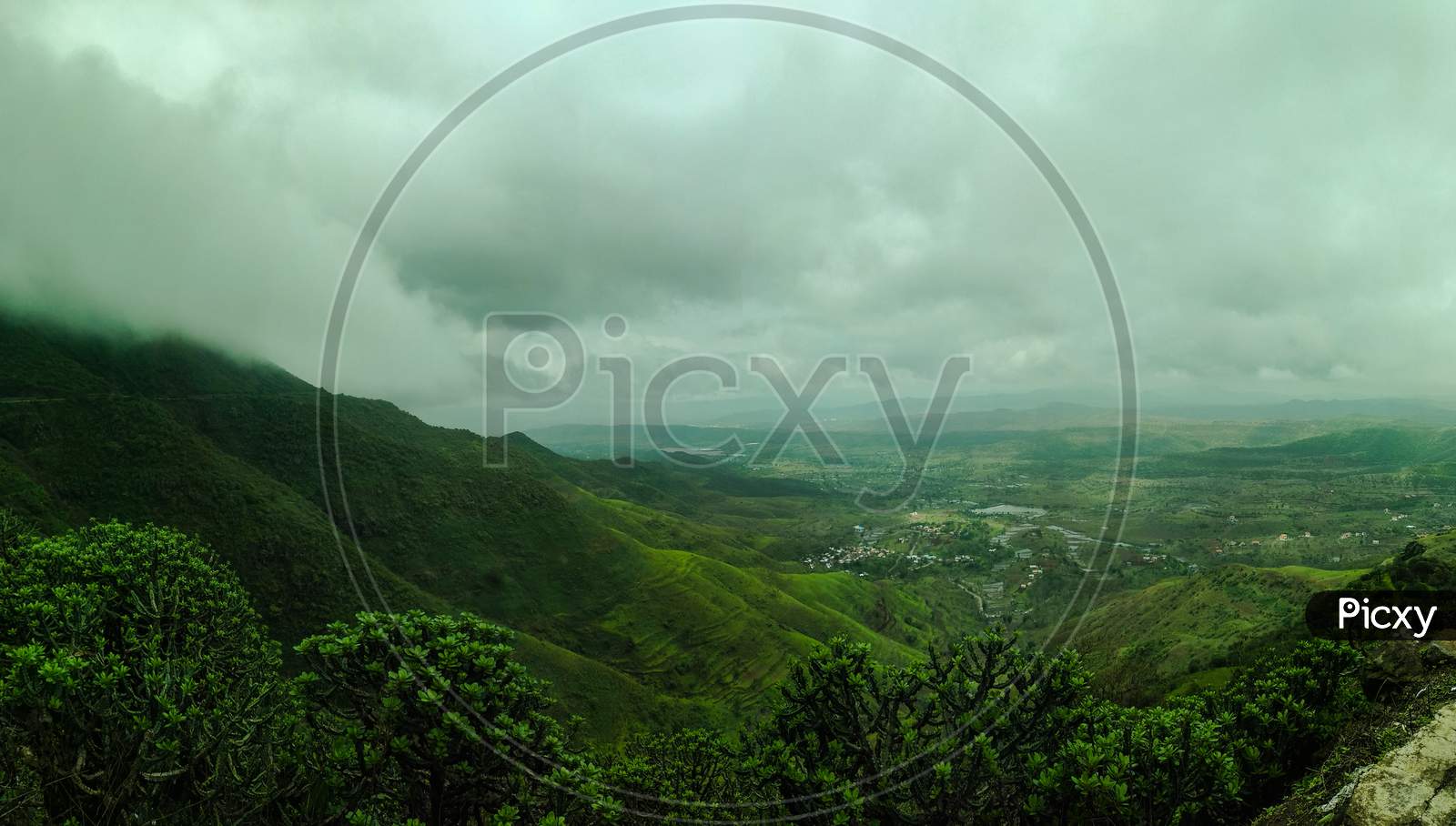 Panoramic View Of Lush Green Western Ghats In Maharashtra, India