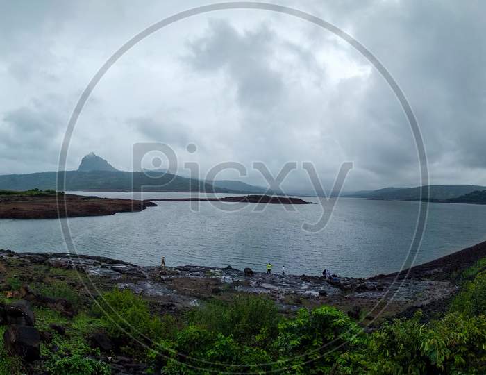 Panoramic View Of Pawna Lake In Lonavla, Maharashtra, India