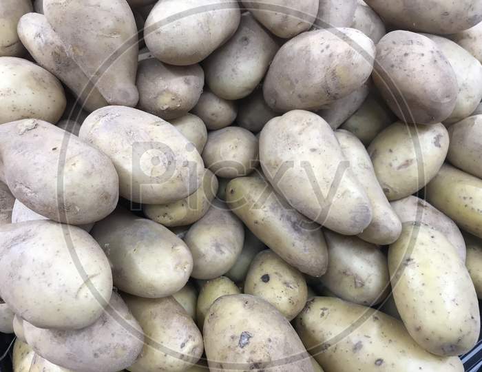 Vegetable Potato Background In A Market For Selling To Consumer
