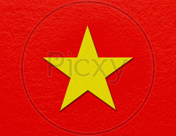 Textured flag of Vietnam (Asian Country).