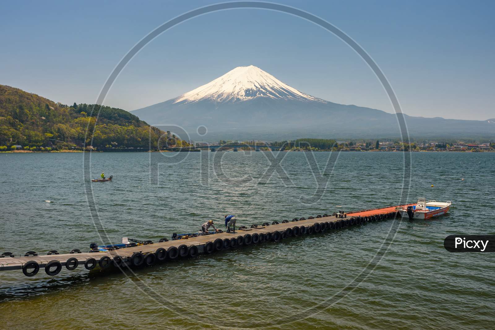 Scenic View Of Mount Fuji And Lake Kawaguchi (Kawaguchiko) In Japan