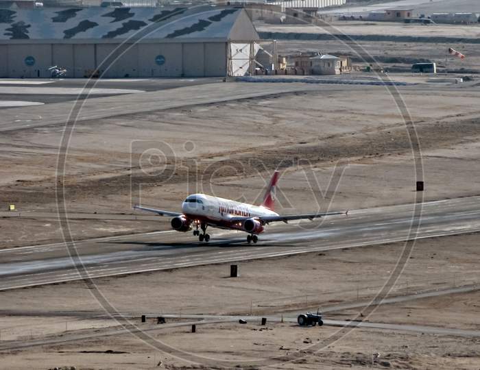 Leh, Jammu And Kashmir, India - June 26, 2011 : Kingfisher Airlines Airbus A-320 # Vt-Dkr Takes Off From Lehixl