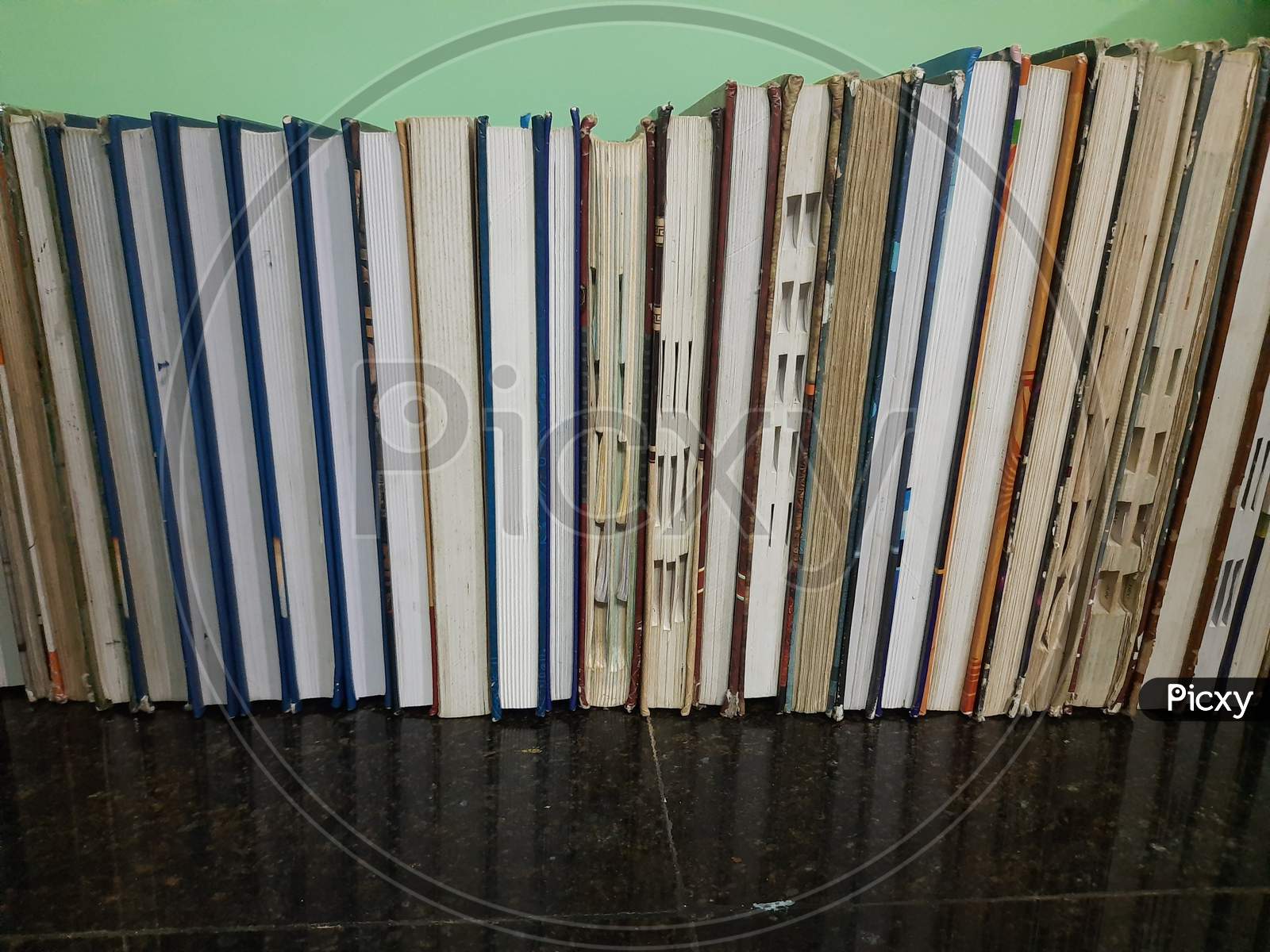 Books arranged in ascending order