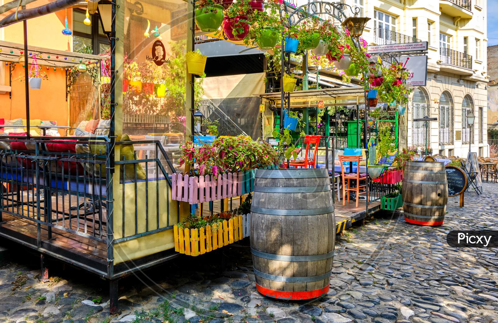 Skadarlija Old Bohemian Street With Many Restaurants In Belgrade Serbia