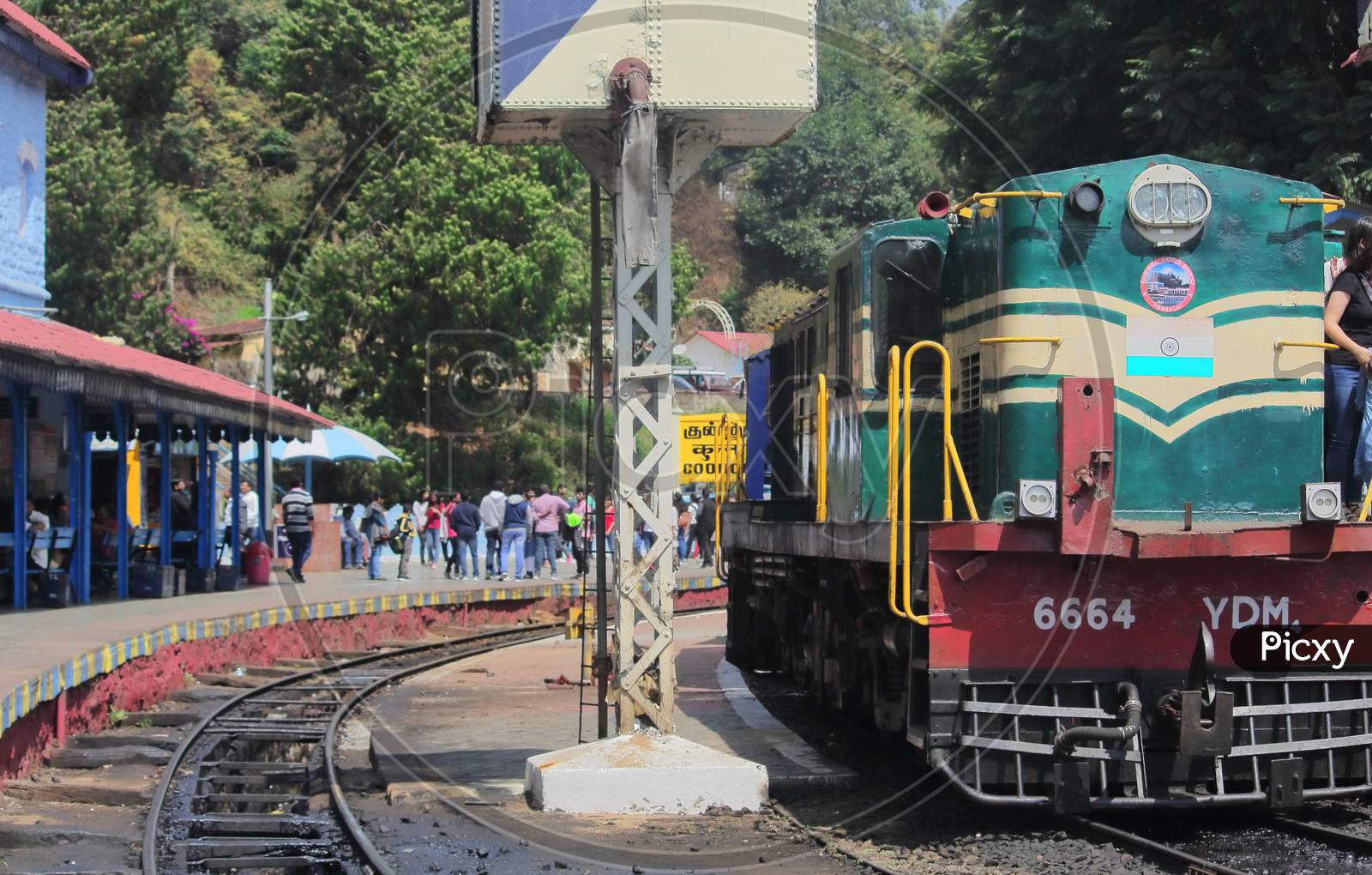 unesco world heritage nilgiri mountain rail (ooty toy train) at coonoor railway station, near ooty in tamilnadu, south india