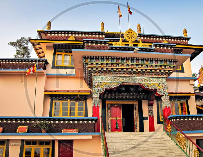 Gangtok,Sikkim,Indiafebruary 2Nd,2012:Colorful, Finely Crafted, Gonjang Gompa Is Home