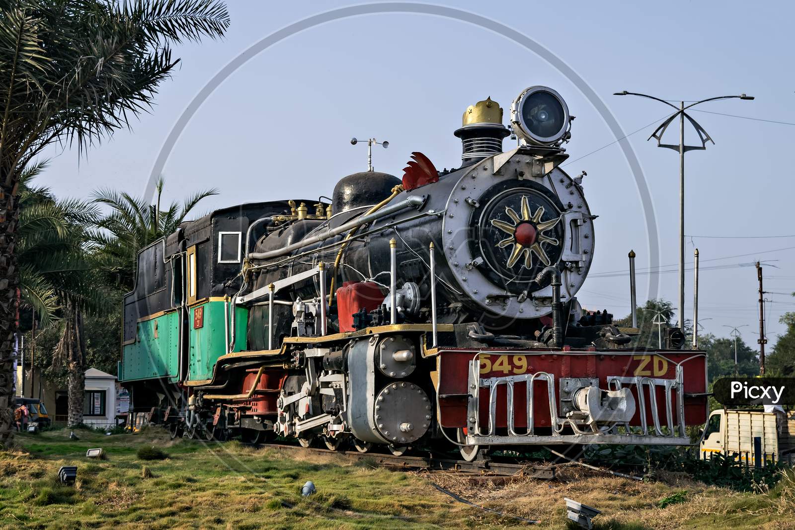 Solapur,Maharashtra,India-December 23Rd,2019: Old Narrow Gauge Steam Locomotive, Zd-549 Preserved By Displaying In Front Of Solapur Railway Station.