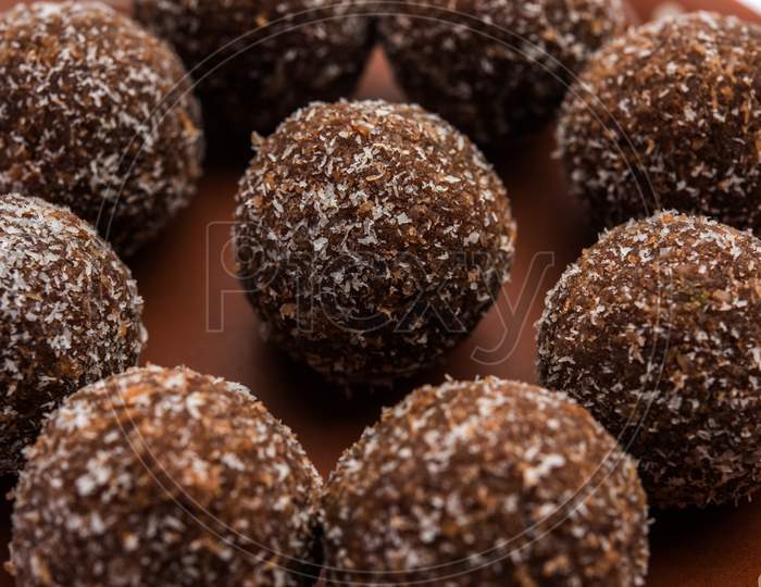 Chocolate Coconut Sweet Laddoo, Laddu Or Ladoo