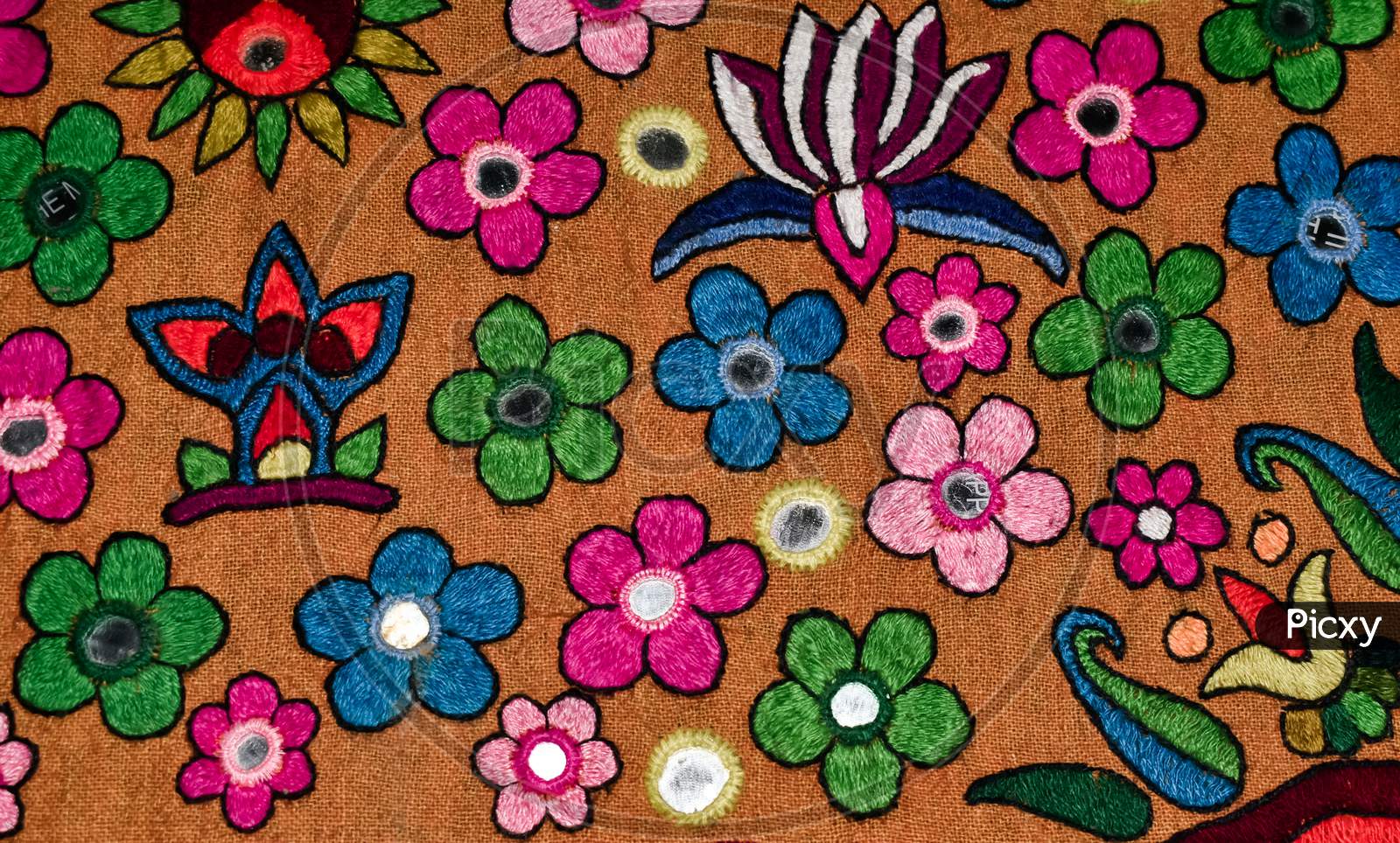 Background Colorful Image Of Hand Made Flower Design.