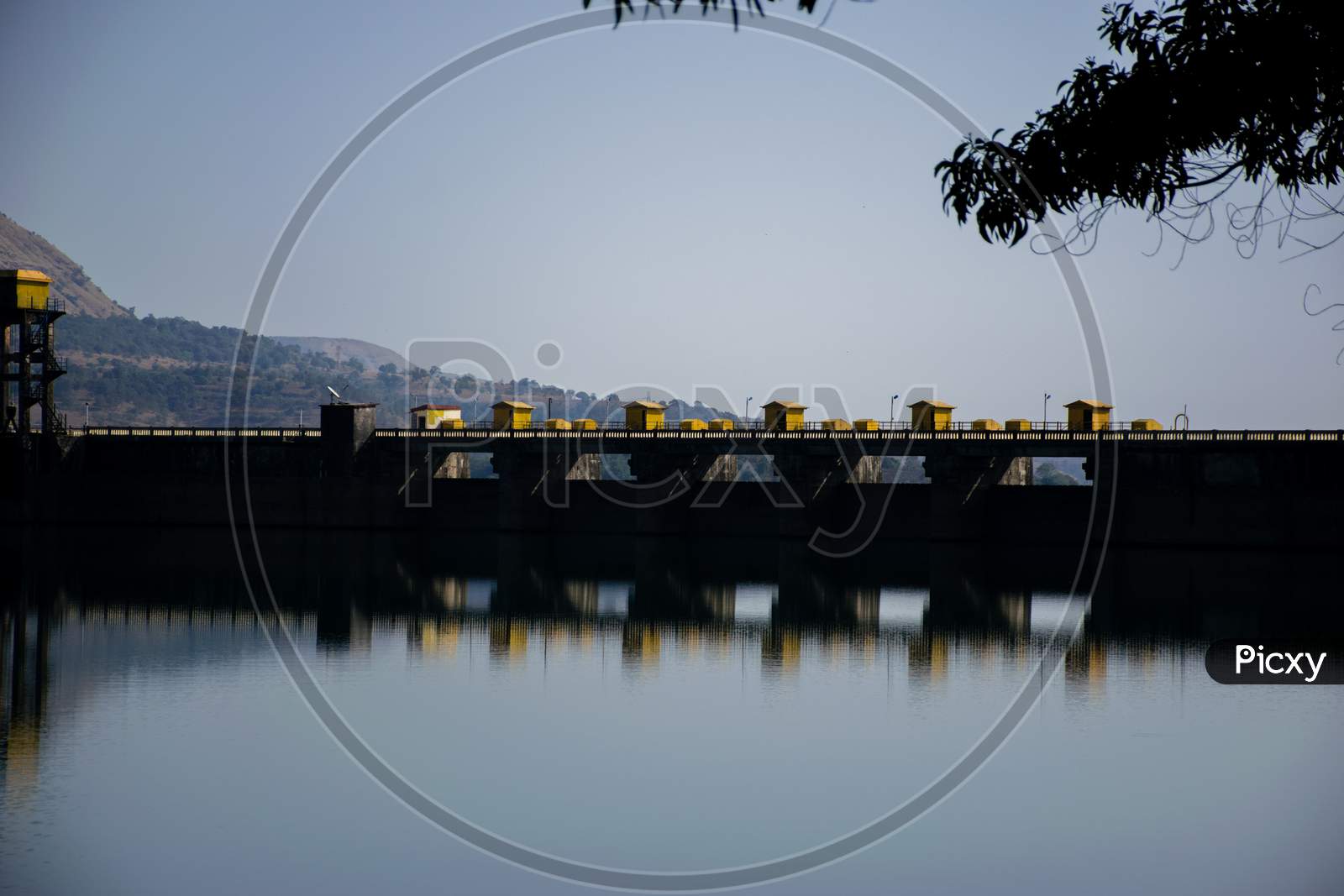 Panoramic View Of Photograph Of The Wall Of Panshet Dam In Pune, Maharashtra, India