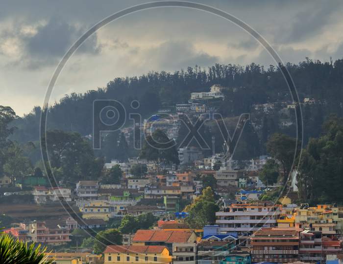 cloudy morning at ooty hill station in monsoon season, tamilnadu, india