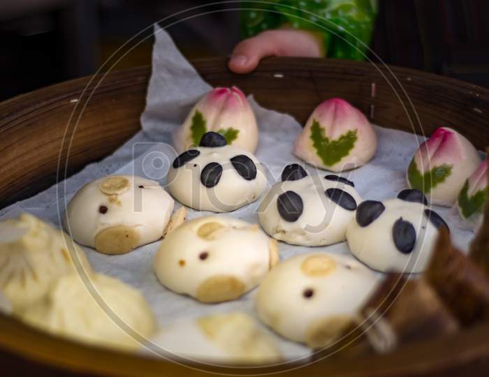 Pork And Vegetable Steamed Buns Baozi, Popular Chinese Food