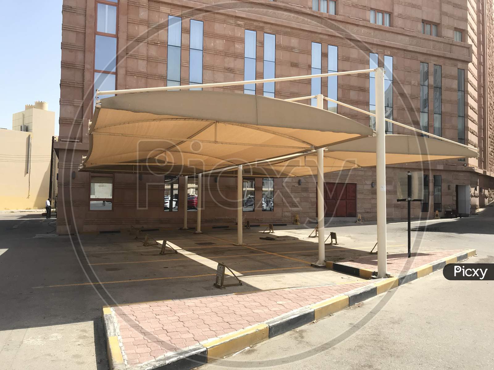 Heavy Duty Fabric Tensile Shade Structures For An Parking Lot For The Customers Of An Reputed Five Star Hotel Building Outdoor Area At Muscat Oman